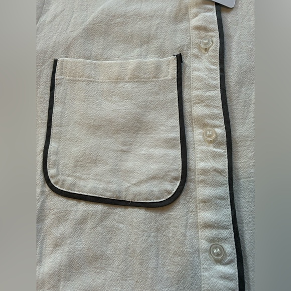 Commense White Cotton & Linen Contrast Trim Shirt. Size Medium. NWT - Picture 10 of 15